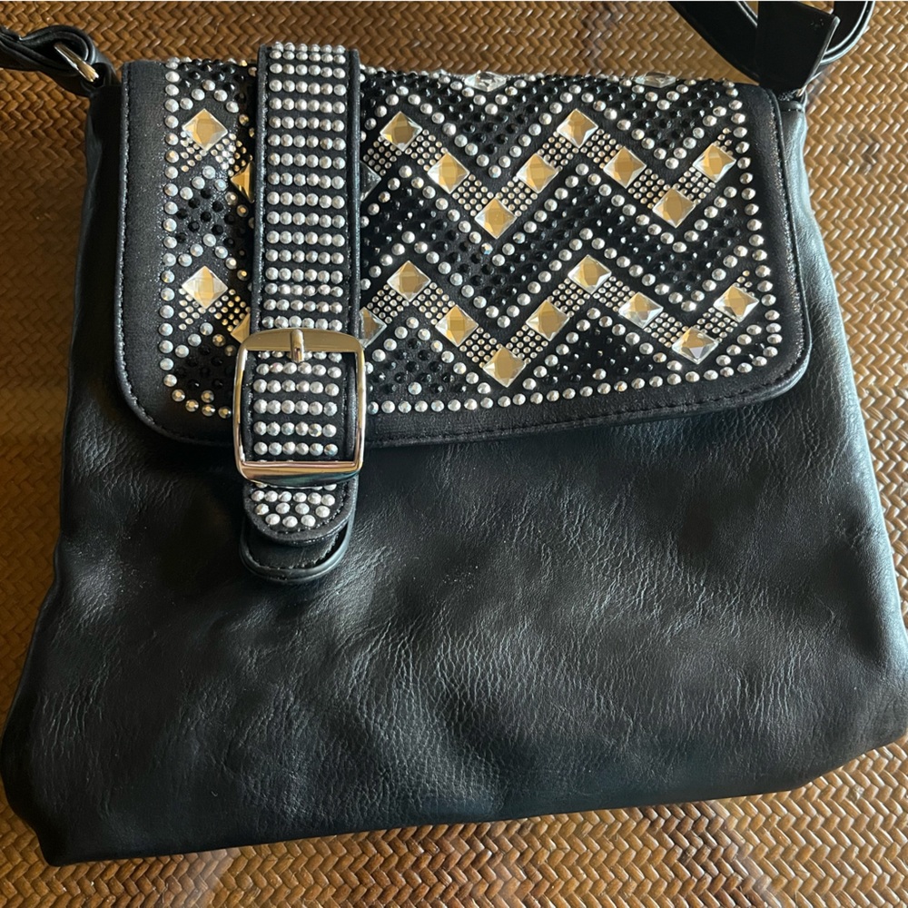 Bedazzled Black Crossbody Purse
